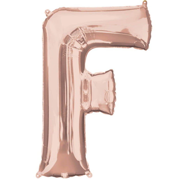 Mini Shape Foil Balloon Letter F 16in Rose Gold