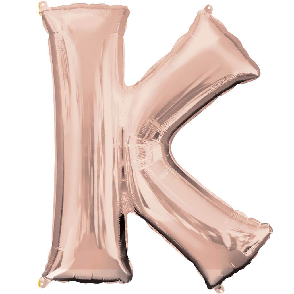 Mini Shape Foil Balloon Letter K 16in Rose Gold