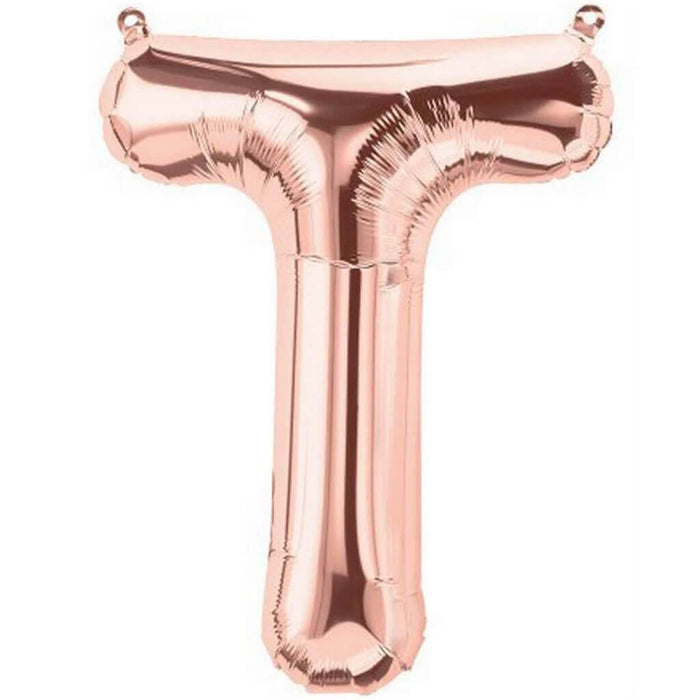 Mini Shape Foil Balloon Letter T 16in Rose Gold