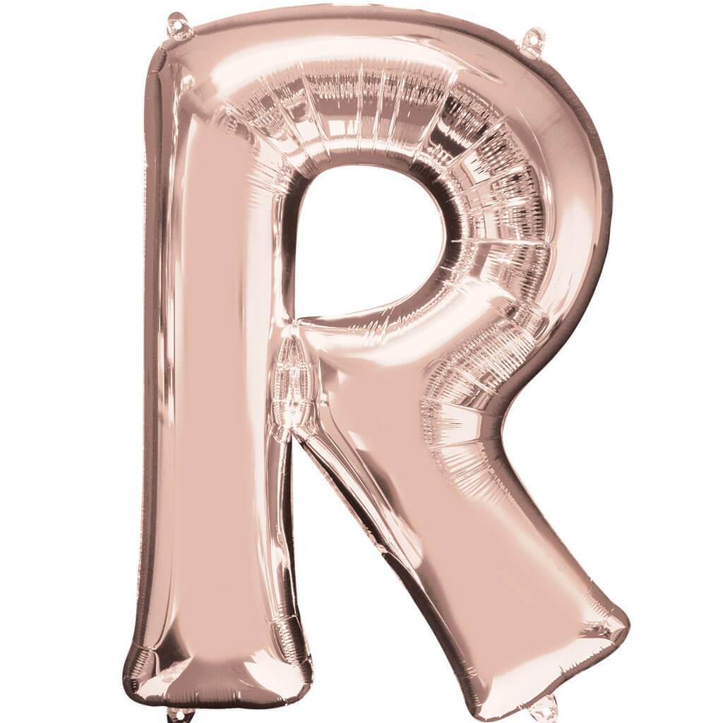 Mini Shape Foil Balloon Letter R 16in Rose Gold