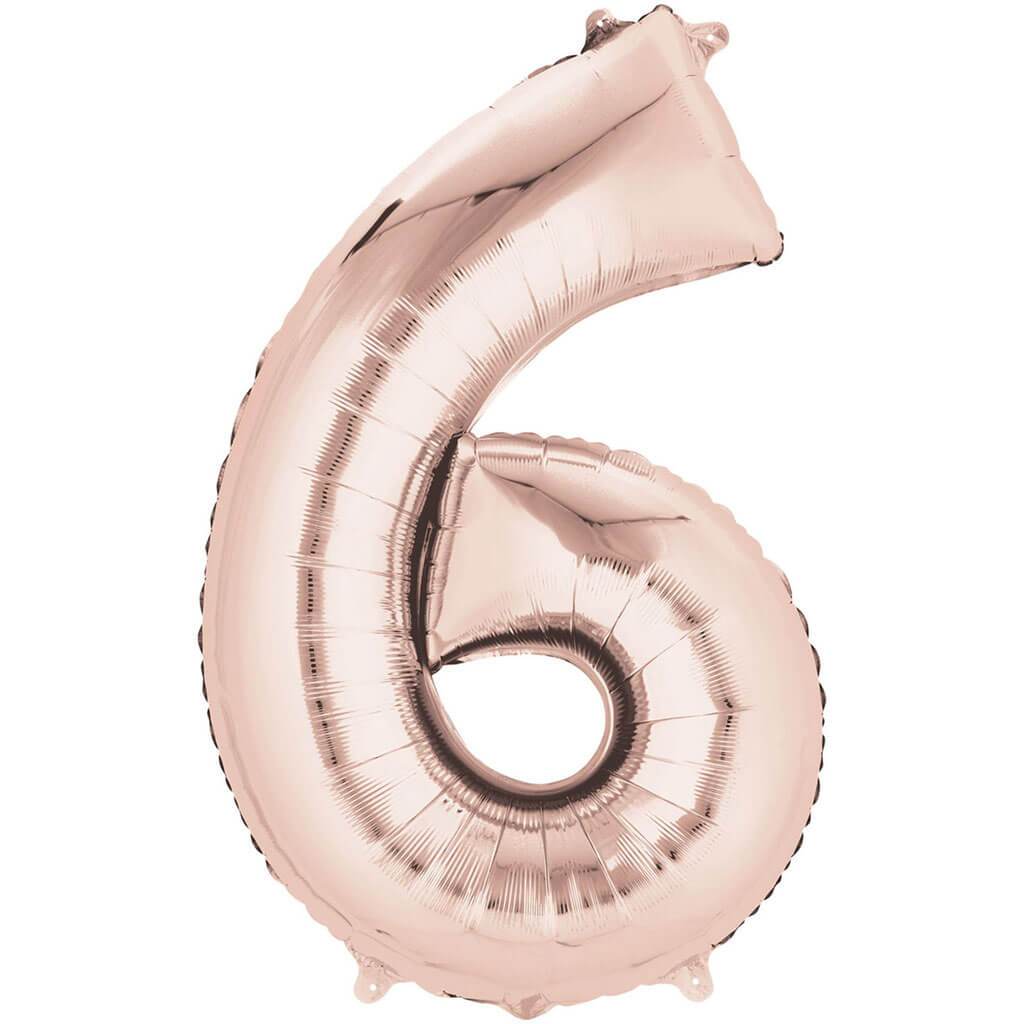 Mini Shape Foil Balloon Number 6 16in Rose Gold