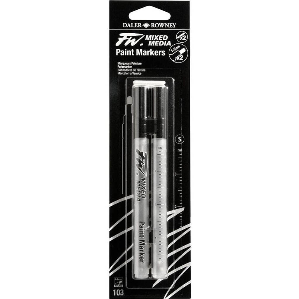 FW Empty Mixed Media Markers Round Nib Small Barrel 1-2 mm #103 Pkg of 2