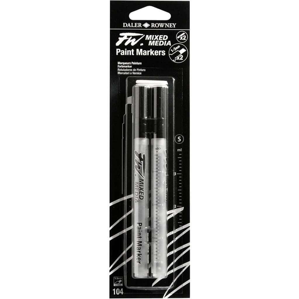 FW Empty Mixed Media Markers Chisel Nib Small Barrel 1-3 mm #104 Pkg of 2