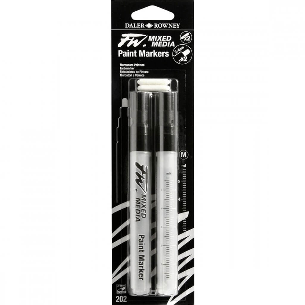 FW Empty Mixed Media Markers Round Nib Medium Barrel 2-4 mm #202 Pkg of 2