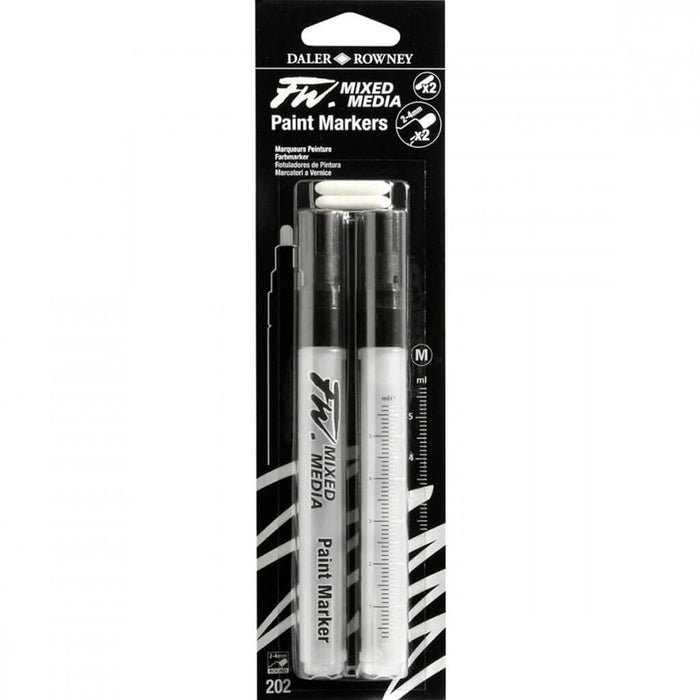 FW Empty Mixed Media Markers Round Nib Medium Barrel 2-4 mm #202 Pkg of 2
