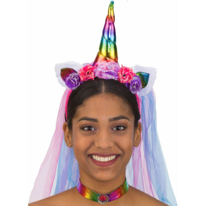 Unicorn Headband And Choker With Roses