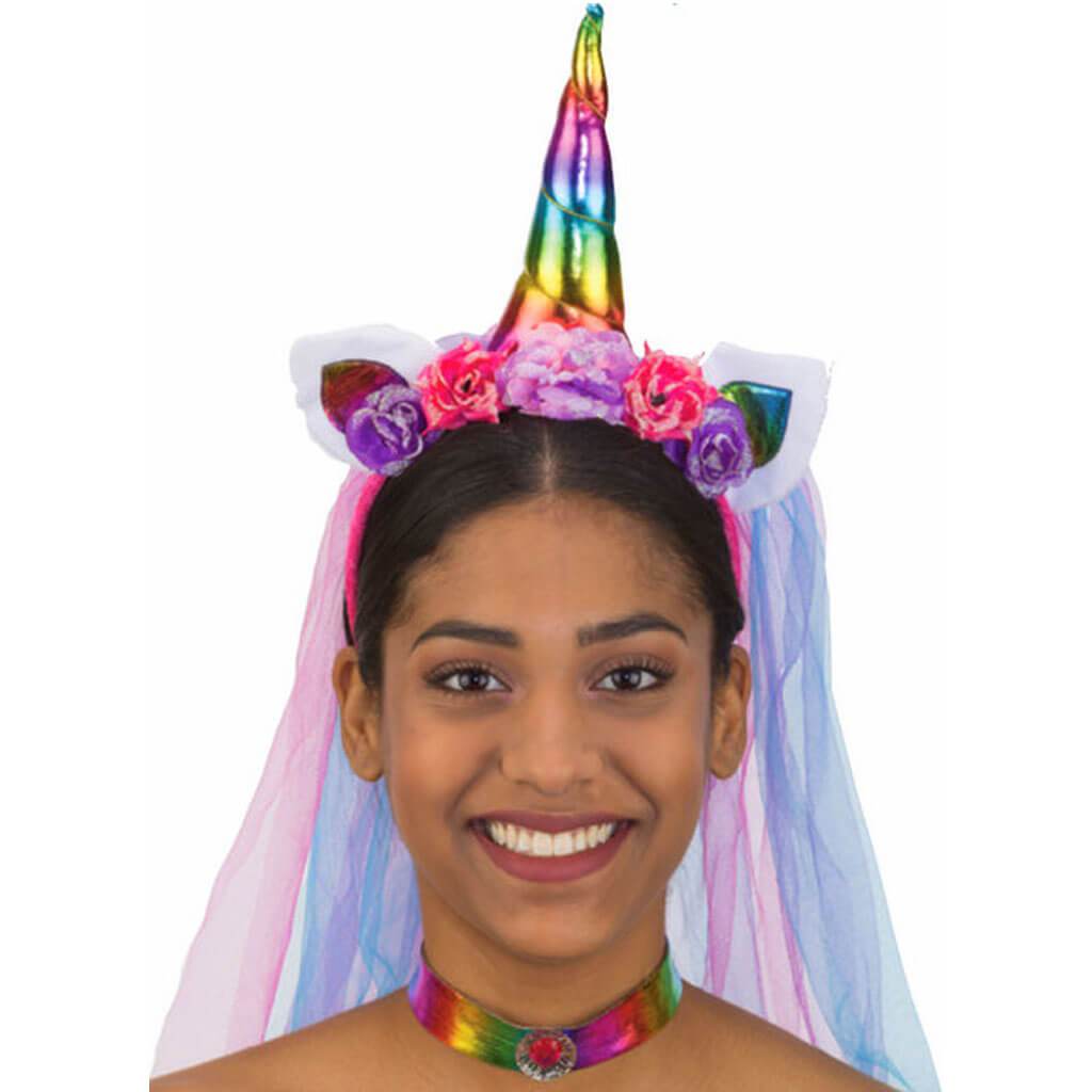 Unicorn Headband And Choker With Roses