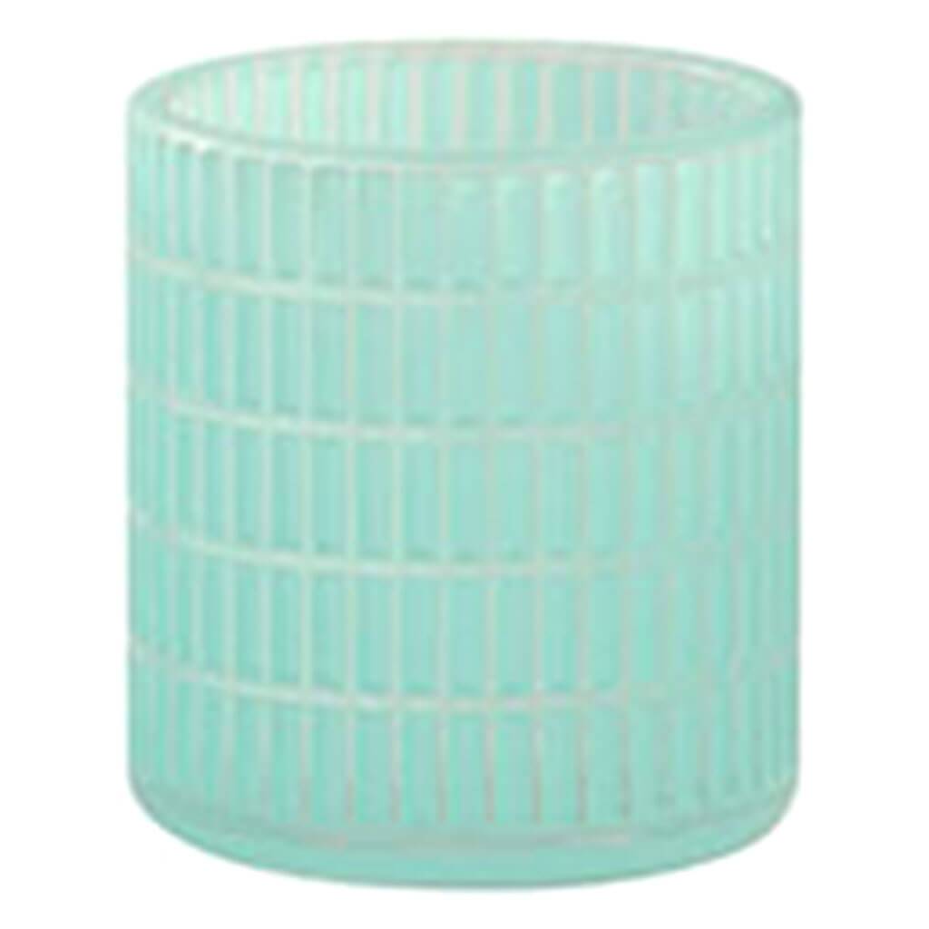 Candle Holder Blue, H:3.5in D:3in
