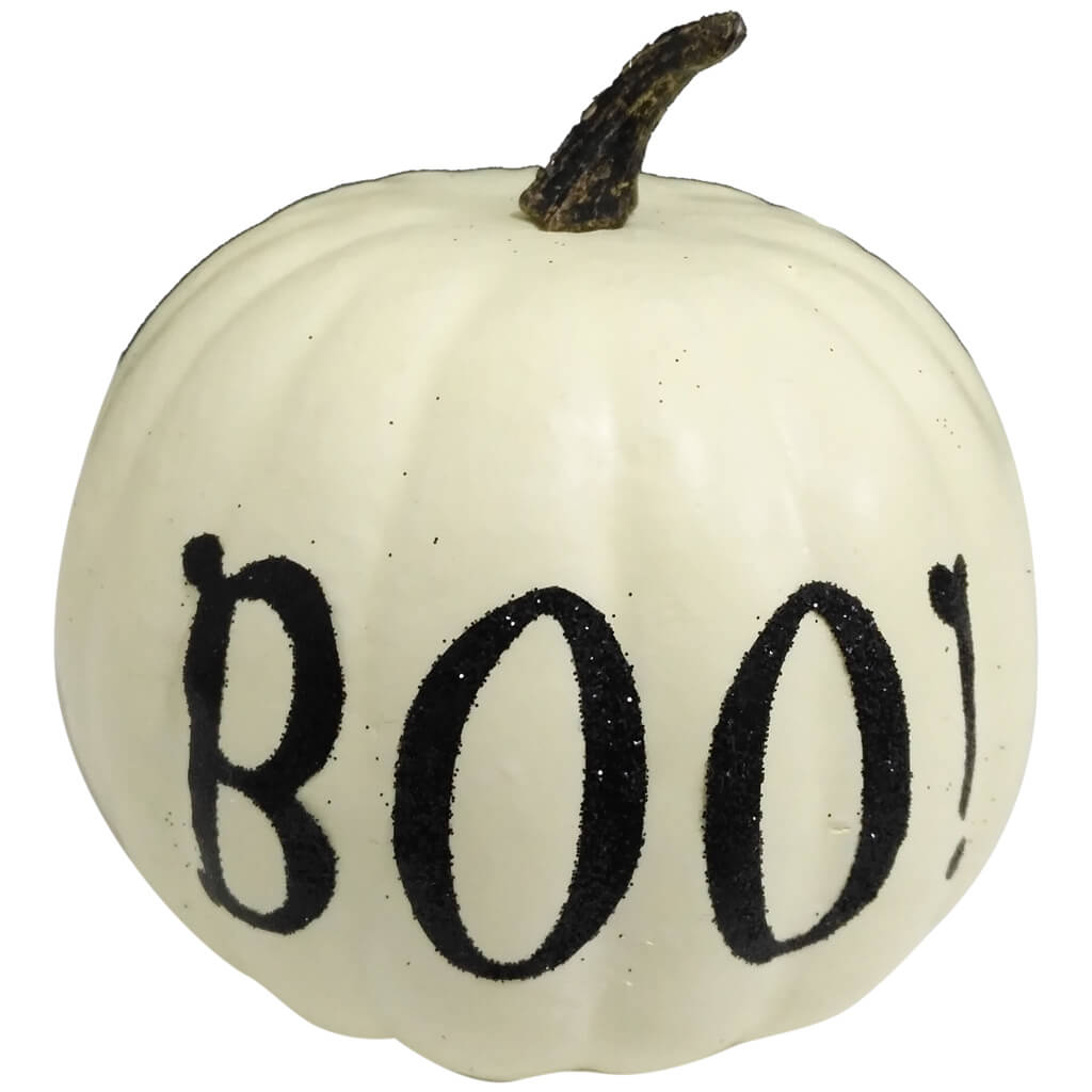 Decorative Pumpkin with Accents Dirty White Boo