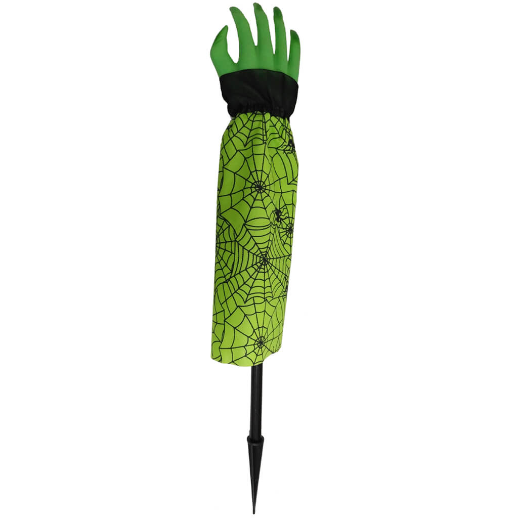 Yard Stake Crashed Witch Arm Green