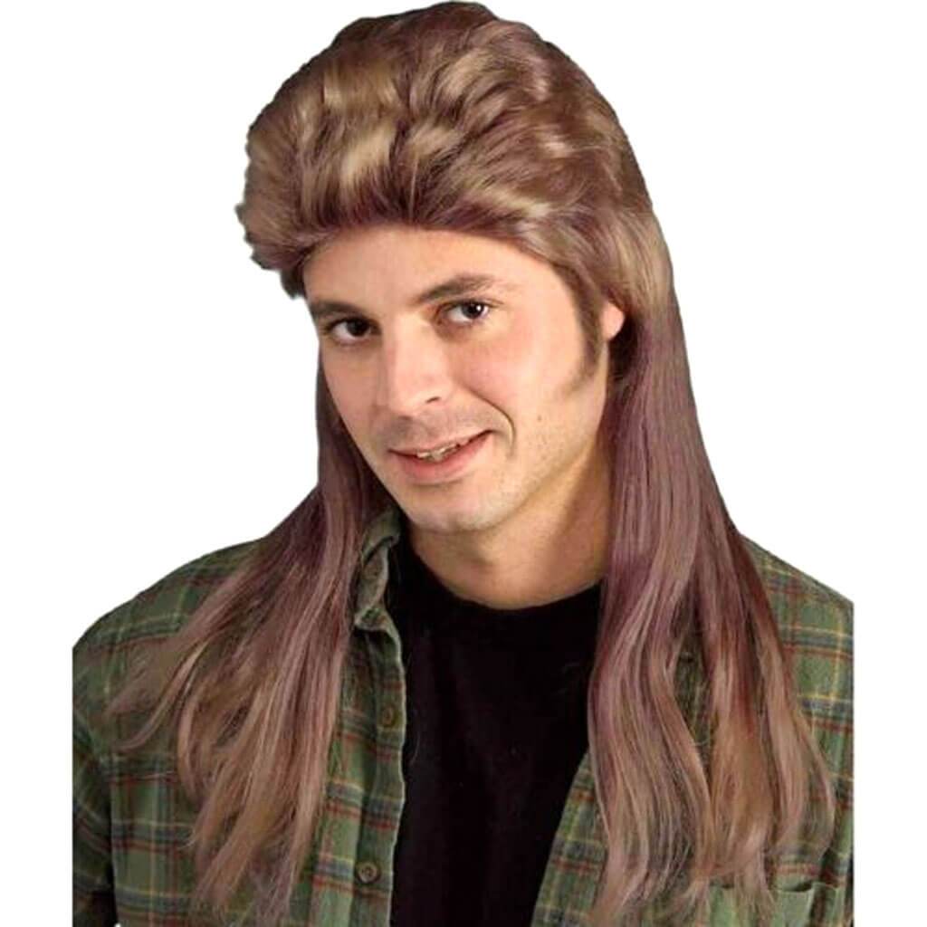 80&#39;s Long Mullet Wig Brown