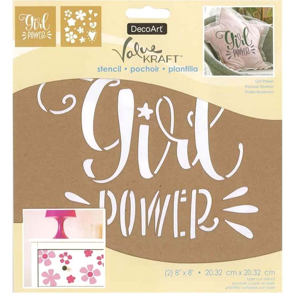 Value Kraft Stencils Girl Power 8in x 8in