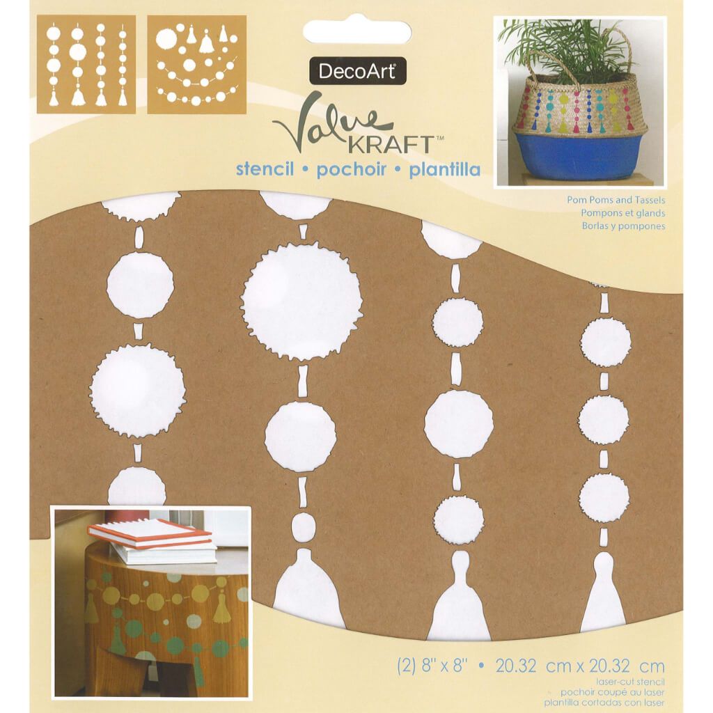 Value Kraft Stencil Pom Pom and Tass 8in x 8in