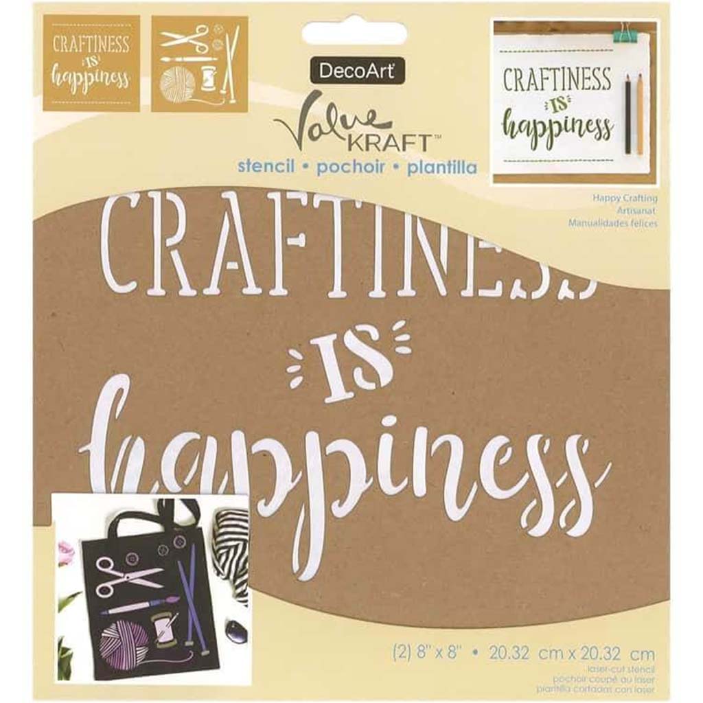 Kraft Stencil Happy Crafting 8in x 8in