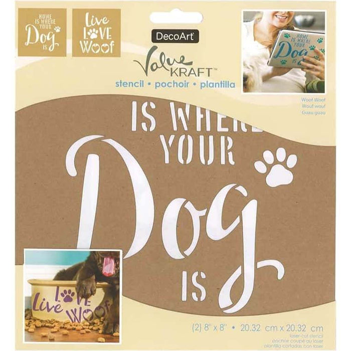 Kraft Stencil Woof Woof 8in x 8in