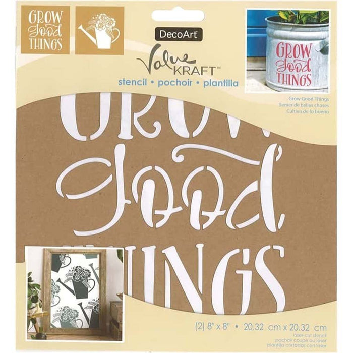 Kraft Stencil Grow Good Things 8in x 8in