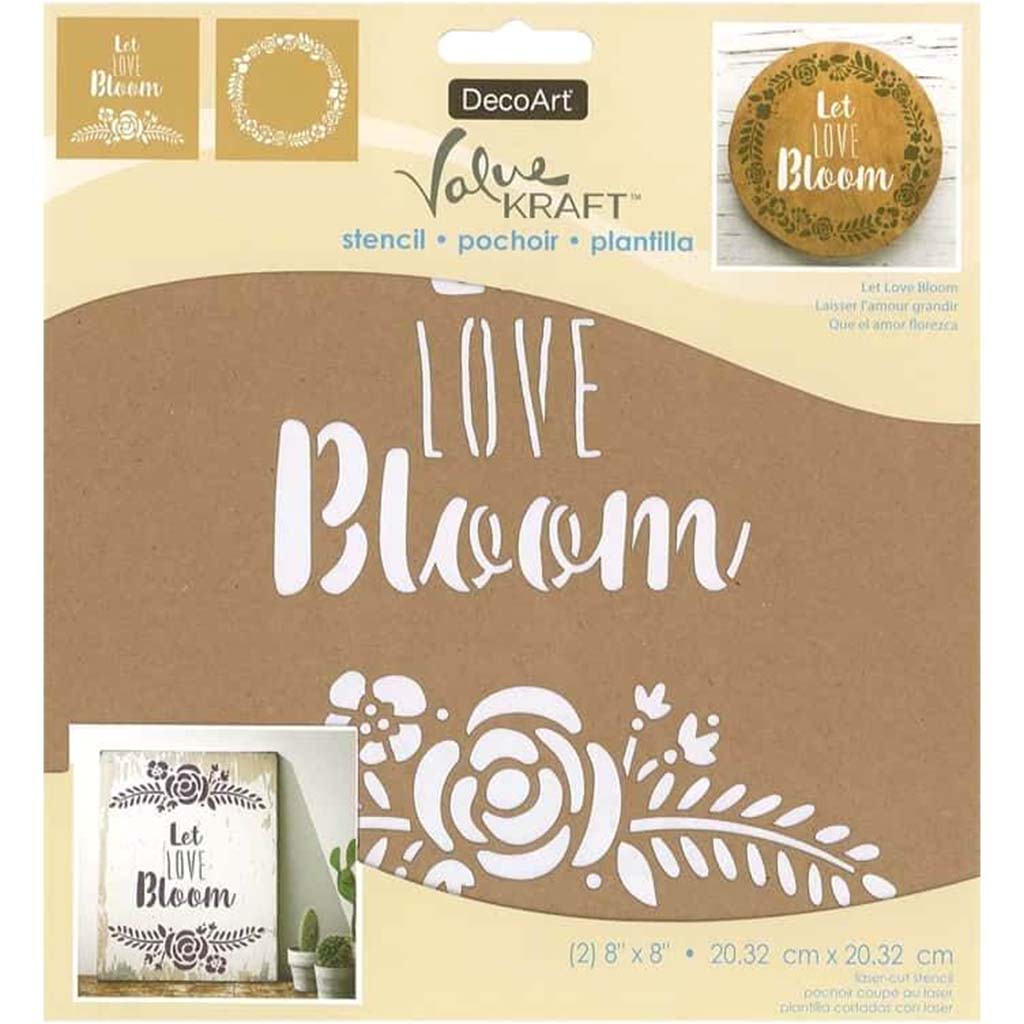 Kraft Stencil Let Love Bloom 8in x 8in