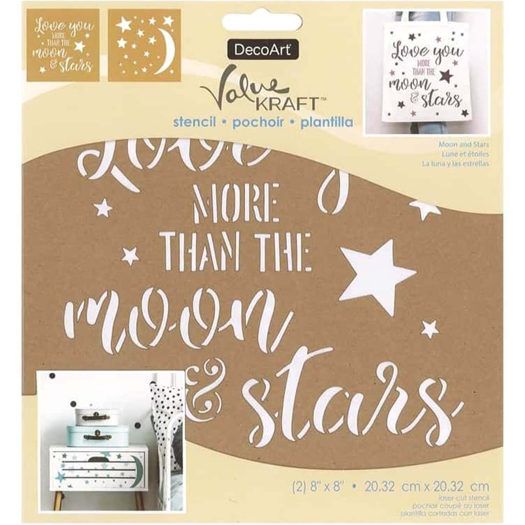 Kraft Stencil Moon and Stars 8in x 8in