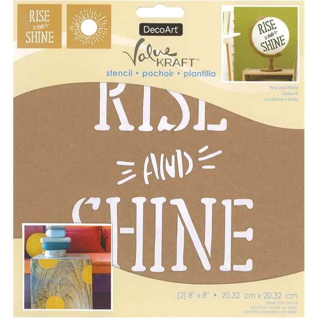 Kraft Stencil Rise and Shine 8in x 8in