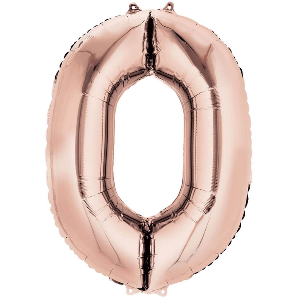 Foil Balloon Number 0 34in Rose Gold