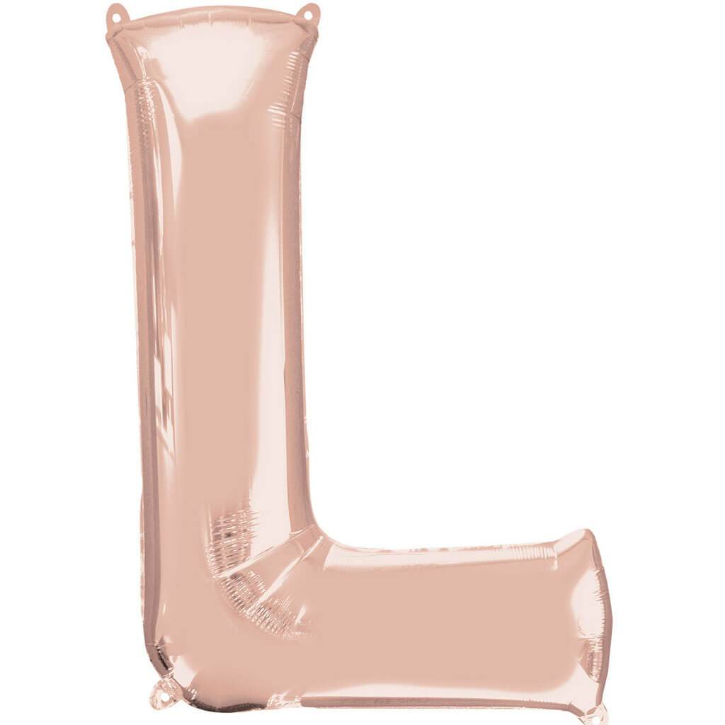 Mini Shape Foil Balloon Letter L 16in Rose Gold