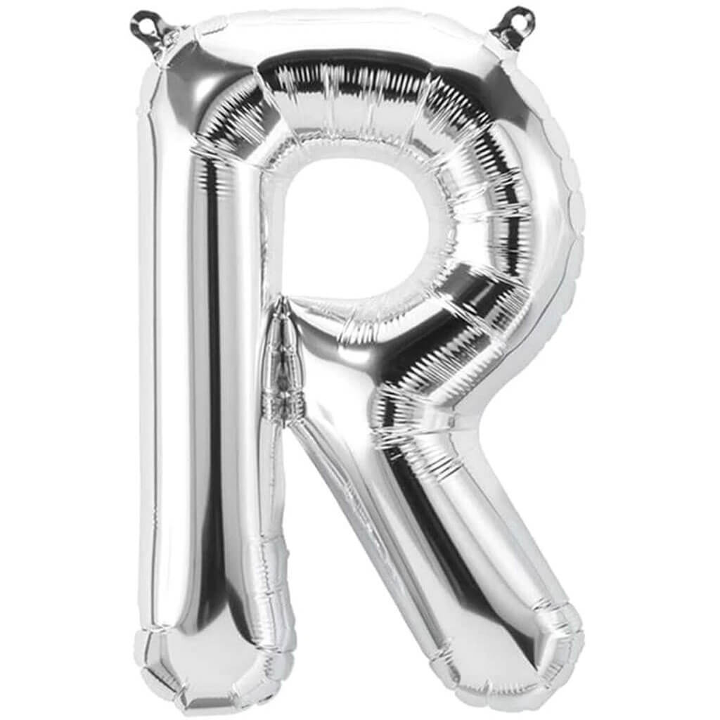 Mini Shape Foil Balloon Letter R 16in Silver