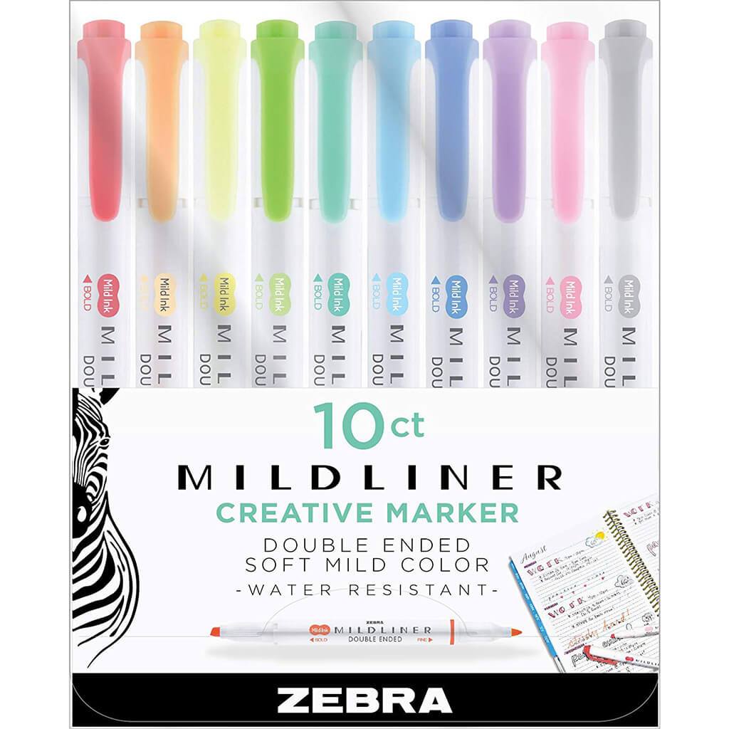 Mildliner Double Ended Highlighter Sets 10 Assorted Colors