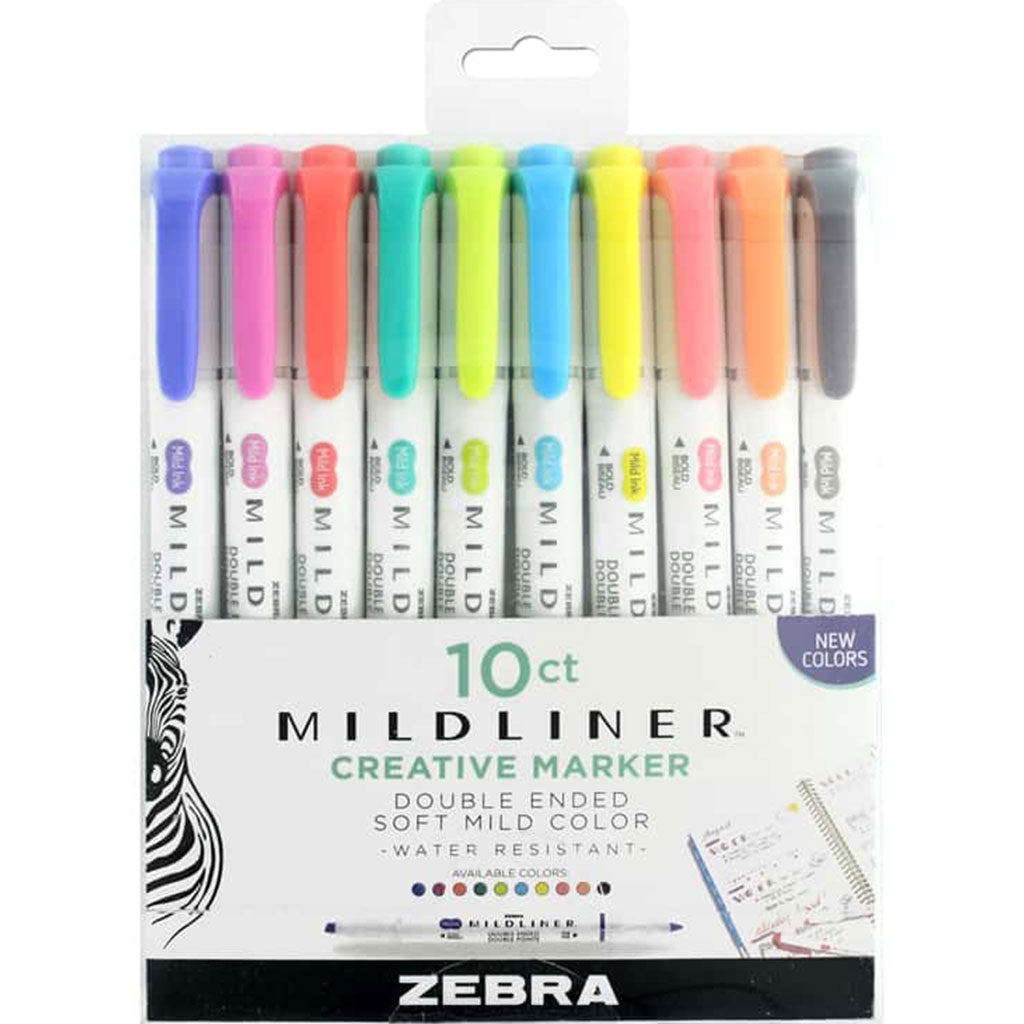 Zebra Mildliner Double-Ended Highlighter 10 Color Set
