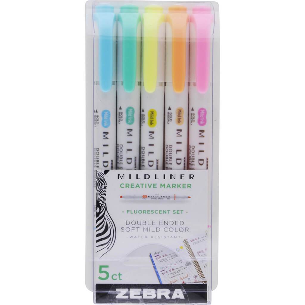 Mildliner Double Ended Highlighter Sets 5  Fluorescent Colors