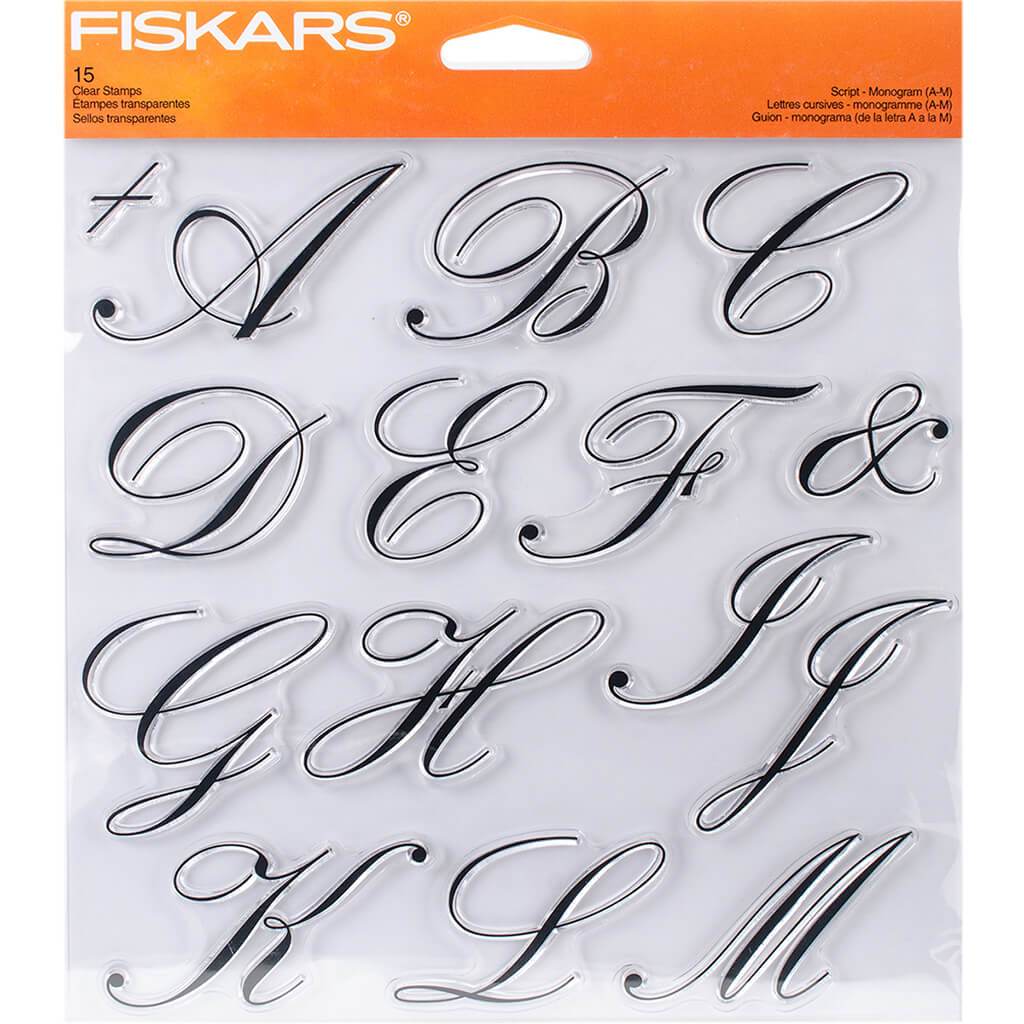 Script Monogram Clear Stamps A-M 8in x 8in