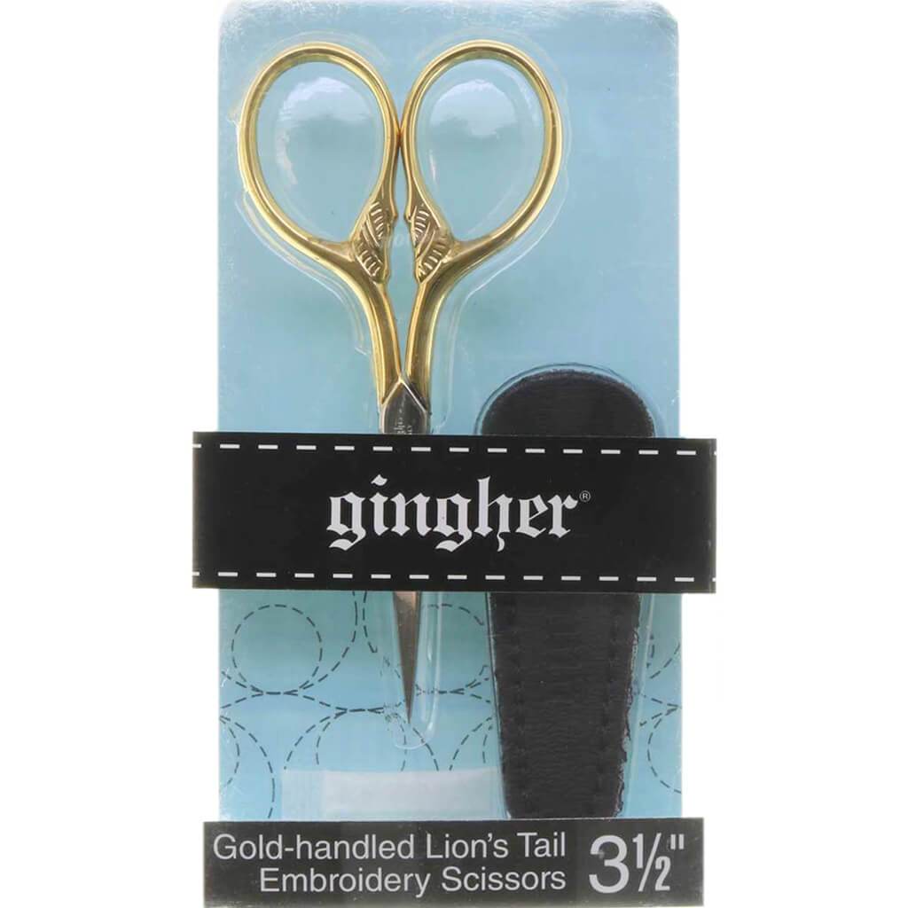 Gingher 3.5in Gold-Handled Lion&#39;s Tail Embroidery Scissors