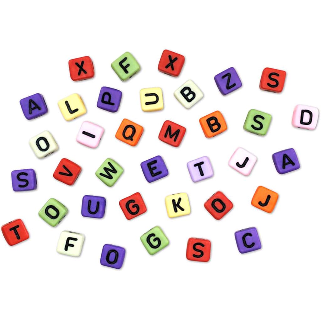 Alphabet Beads Cube X36 Multi Mix 8mm