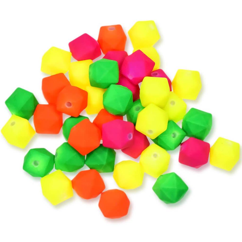 Acrylic Beads Matte Finish Multi-Packs Polygon Neon 20G