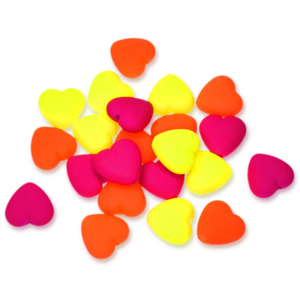 Acrylic Beads Matte Finish Multi-Packs Heart Neon 20G