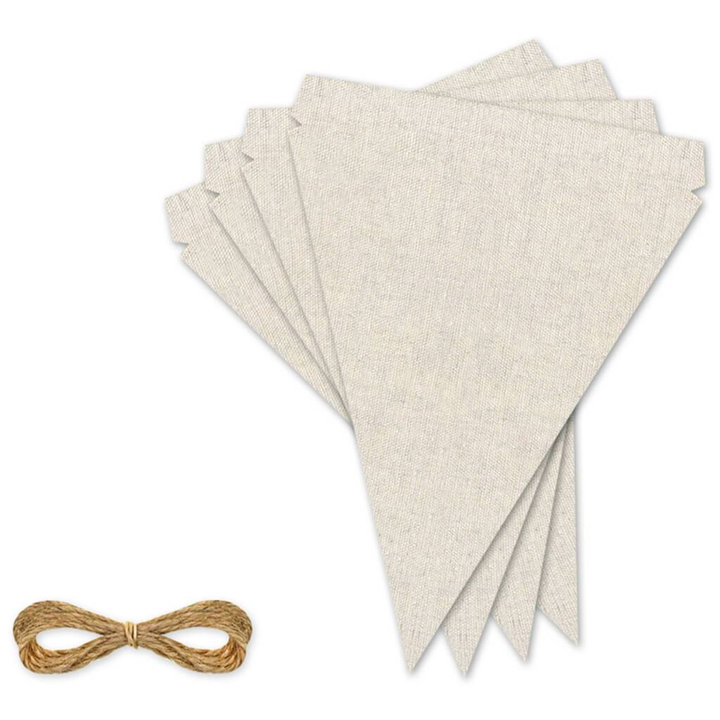 Canvas Craft Pennants  X4 with 1.5M Jute Cord Triangle Drop 6.7 x 8.27