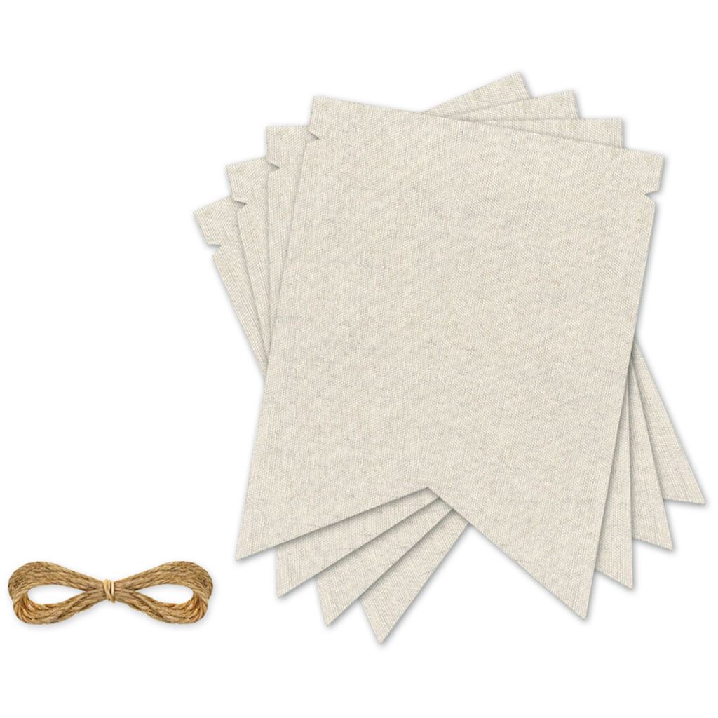 Canvas Craft Pennants  X4 with 1.5M Jute Cord Cut-Away Flag 6.7 x 8.27