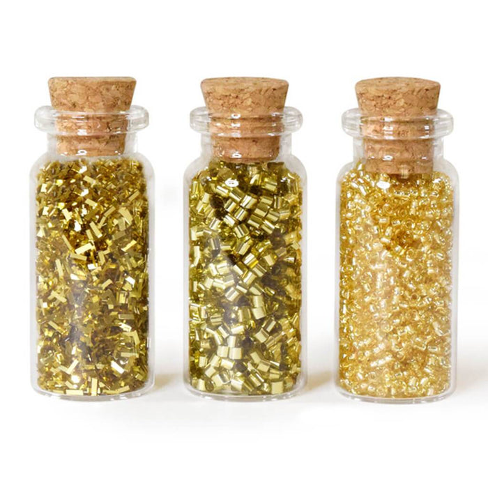 Glitter & Seed Bead Accent Vials X3