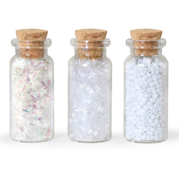 Glitter & Seed Bead Accent Vials X3