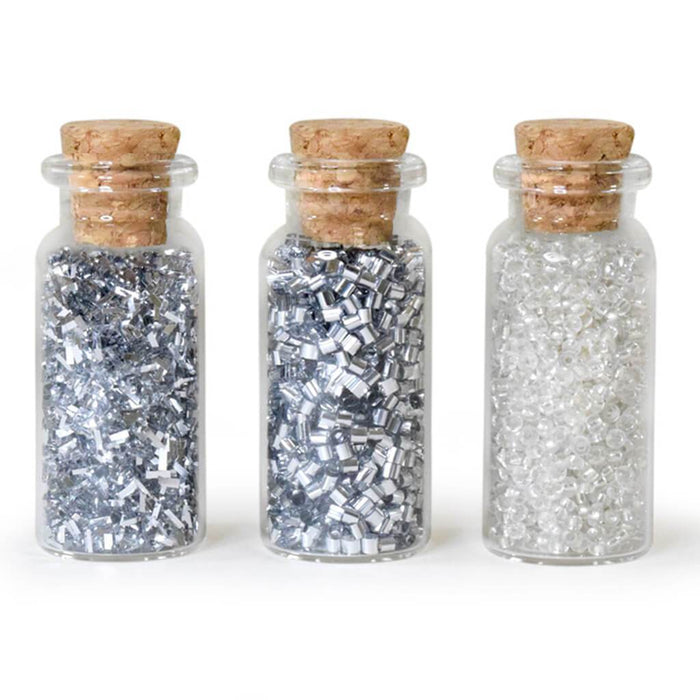 Glitter & Seed Bead Accent Vials X3