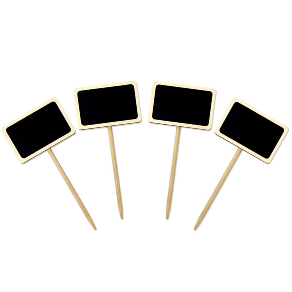 Chalk-It-Up Wood Stakes 4pc 6.6cm x 4.5cm x 15cm Natural Rectangle