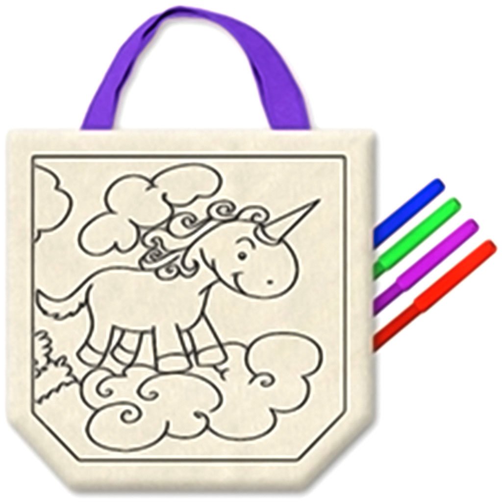 Canvas DIY Goody Bags with 4 Markers Asst Posh Pals Blue