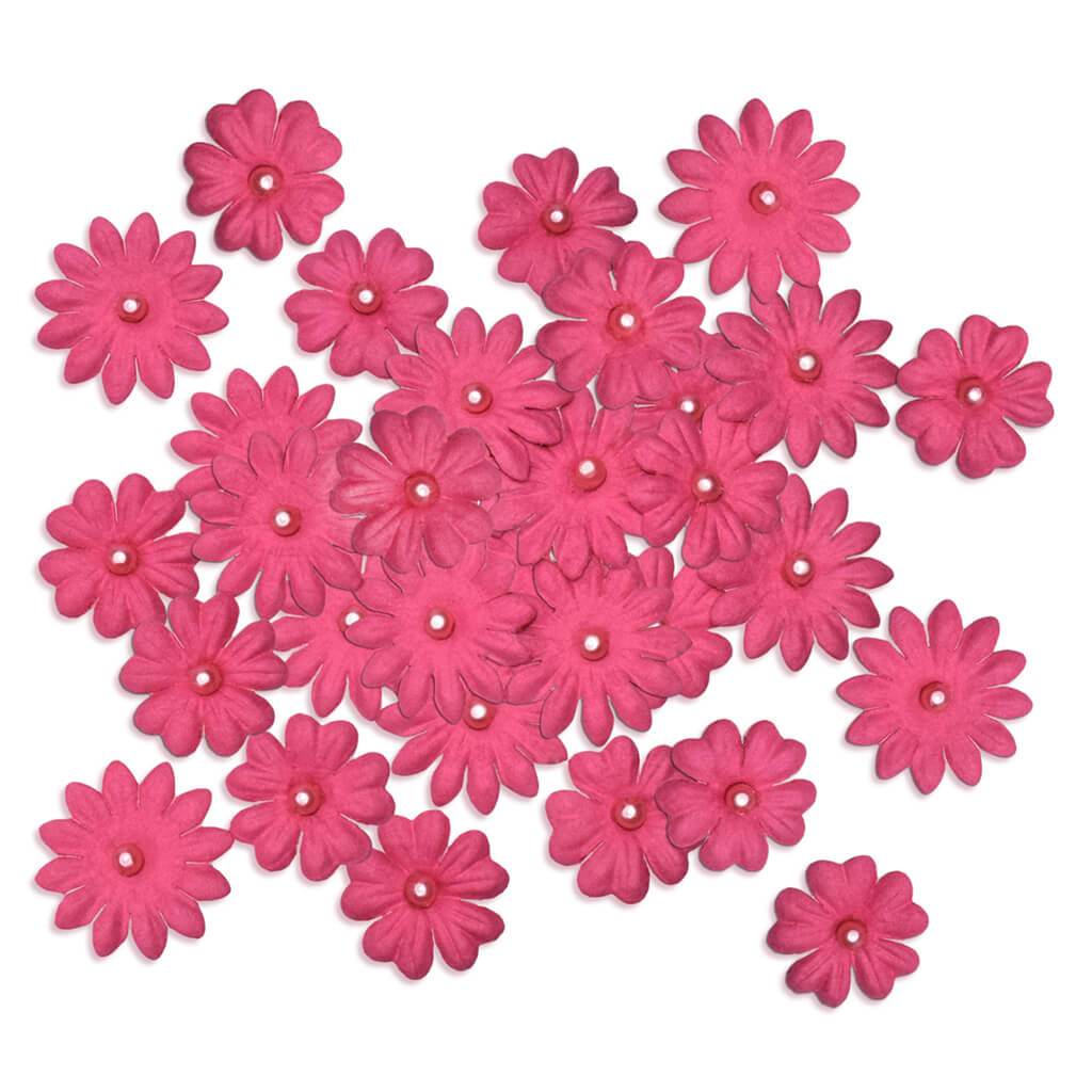 Handmade Paper X32 withPearls 0.8cm + 2cm Fuschia