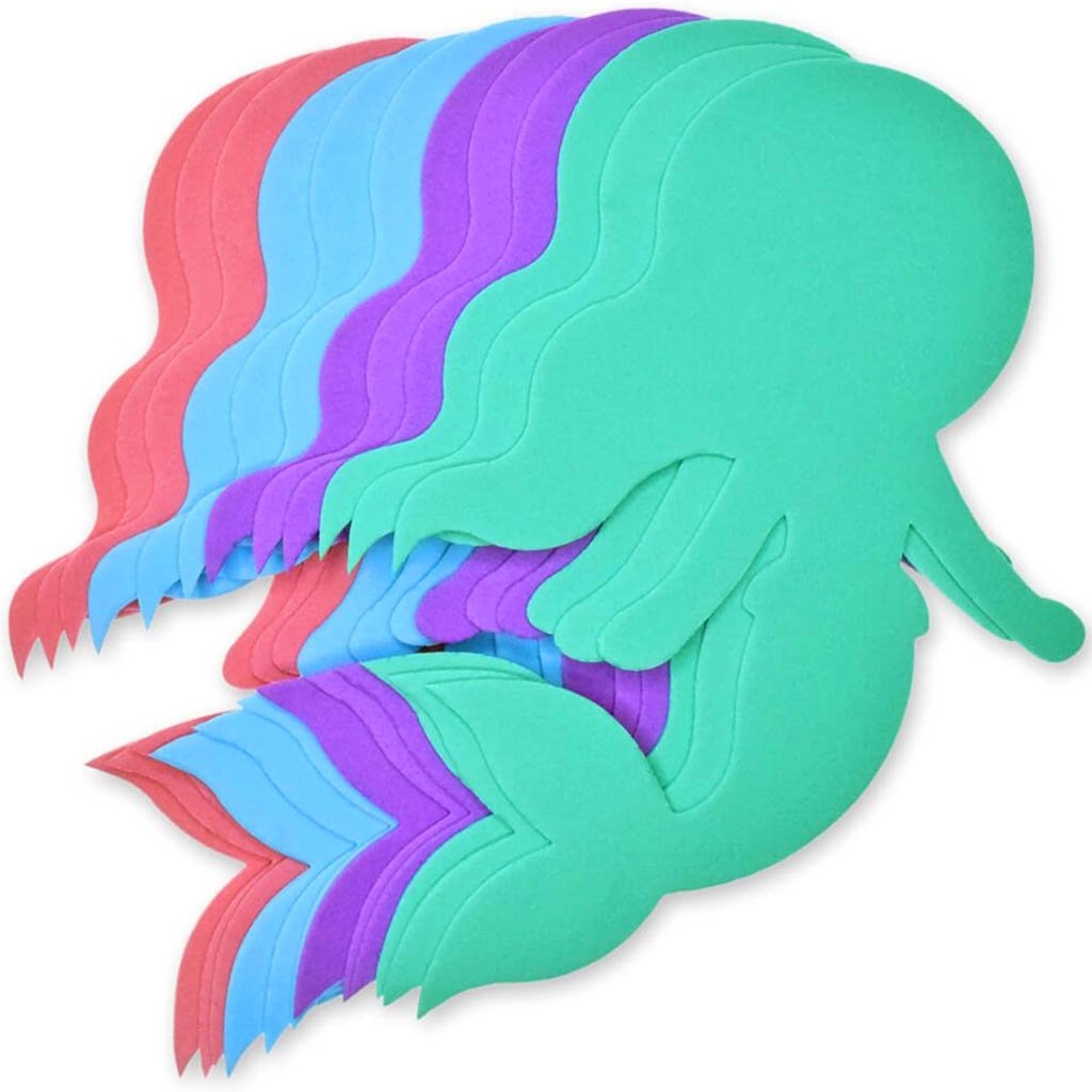 Foam Shapes X12 Asst Colors Mermaid 6in