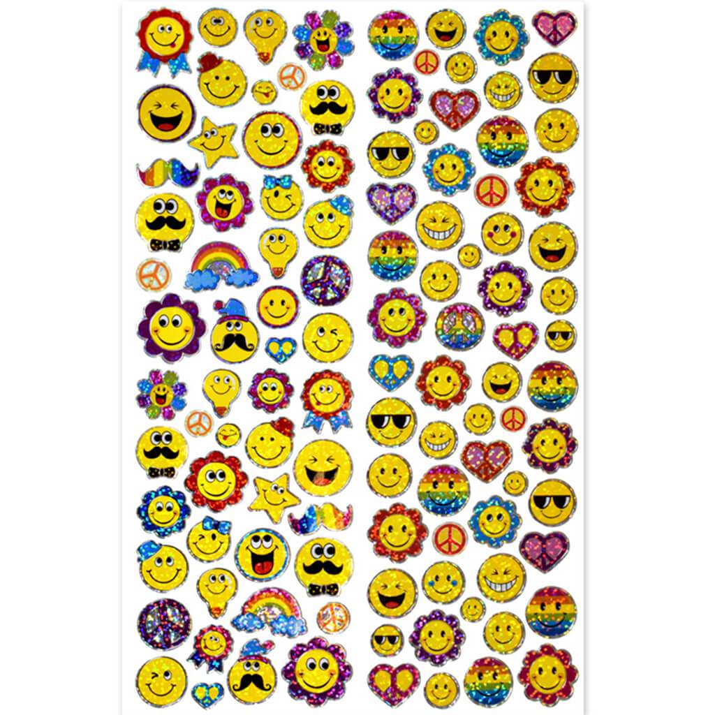 Holographic Laser Stickers 7.5 x 11.75 Emoji Fun