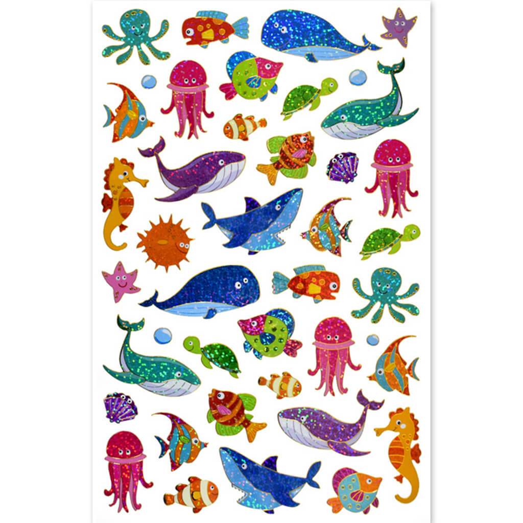 Holographic Laser Stickers 7.5 x 11.75 Under The Sea