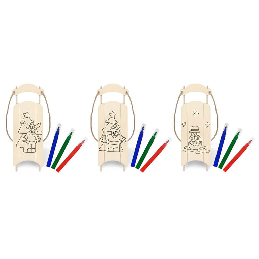 DIY Wood Sleigh with Markers Santa