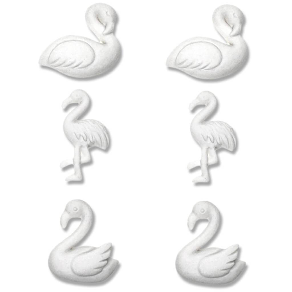 3D Unpainted DIY Resin Self-Stick Accents Flamingo 6 Piece