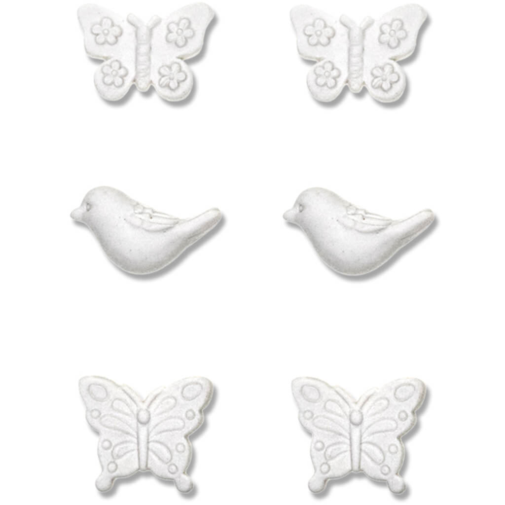 3D Unpainted DIY Resin Self-Stick Accents Flutter Friends 6 Piece