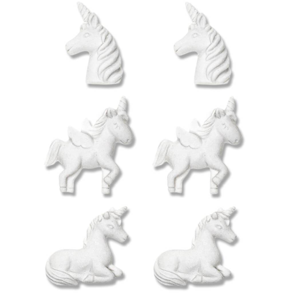 3D Unpainted DIY Resin Self-Stick Accents Unicorn 6 Piece