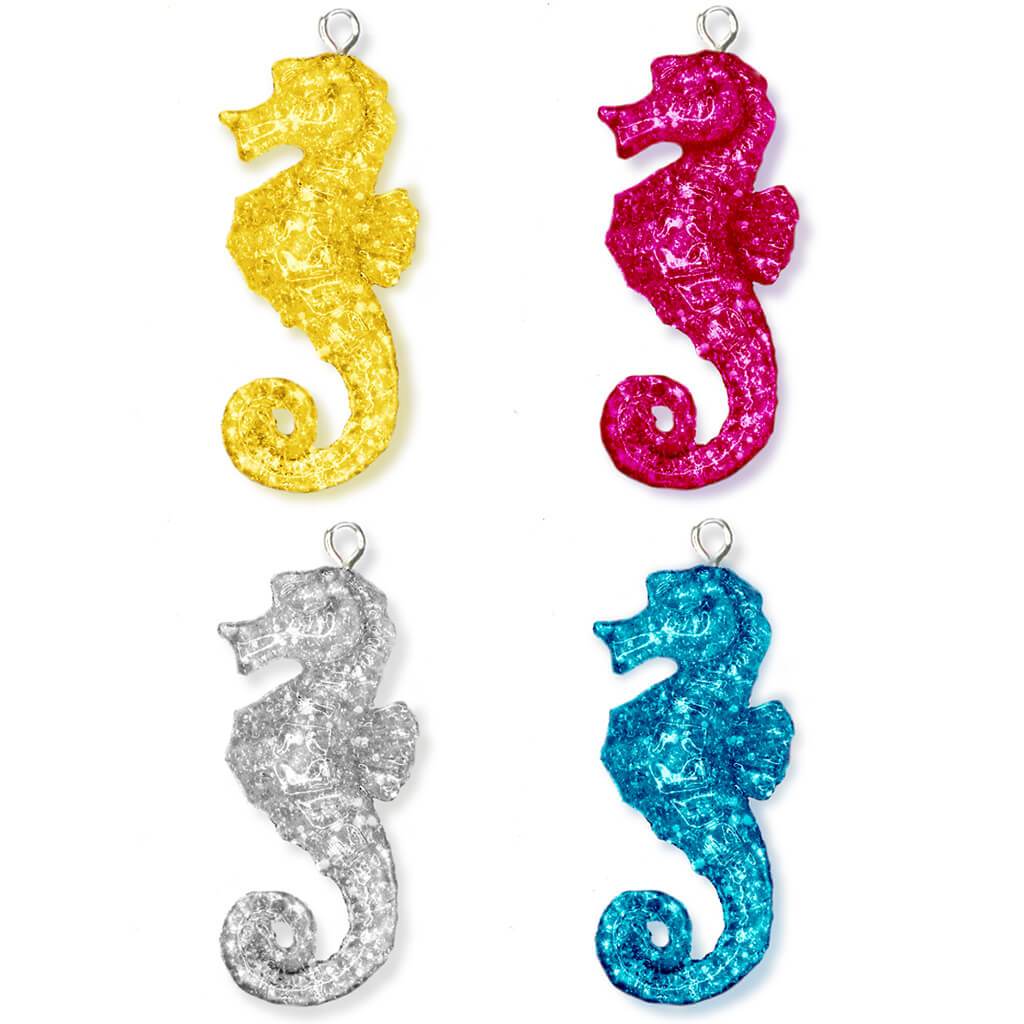 Glitter Charms 4pc Metal Loop Seahorse